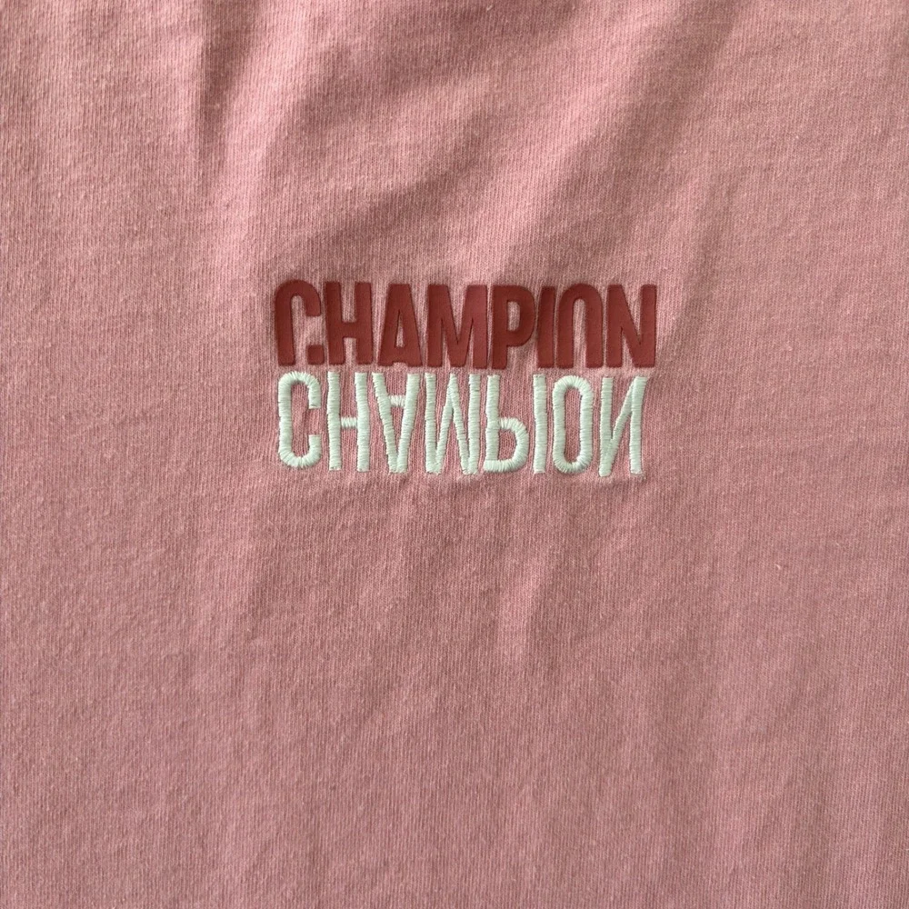 Champion Mens Large Pink Mirrored Logo Short Sleeve Graphic T-Shirt Crew Neck - Picture 3 of 8